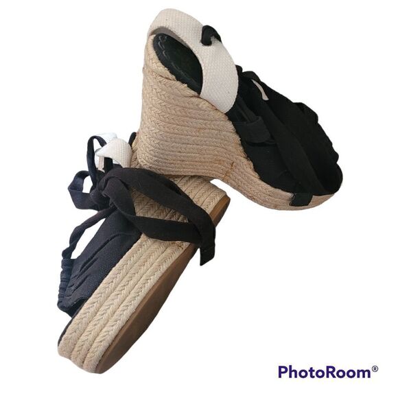 Juicy couture vintage wedge espadrile ankle tie strap sandals - Picture 2 of 7